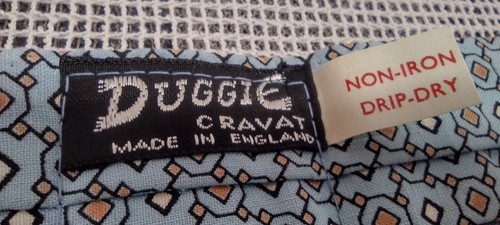 Vintage 1950s Ascot DUGGIE Cravat Geometric Tie MADE IN ENGLAND Fine Blue Fabric - Picture 4 of 17