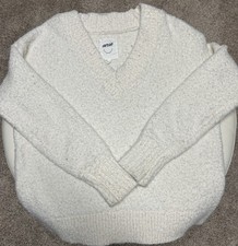 Aerie Women  s Cream Fluffy Sweater Always And Forever Real XS Oversized V-Neck
