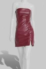 Guess Women Red Faux-Leather Bodycon Strapless Lined Stretch Mini Dress Size 12