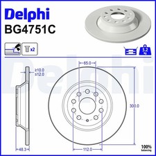 2x Bremsscheibe DELPHI BG4751C für PASSAT VW SKODA AUDI TT SUPERB 8VA GOLF A3 Q3