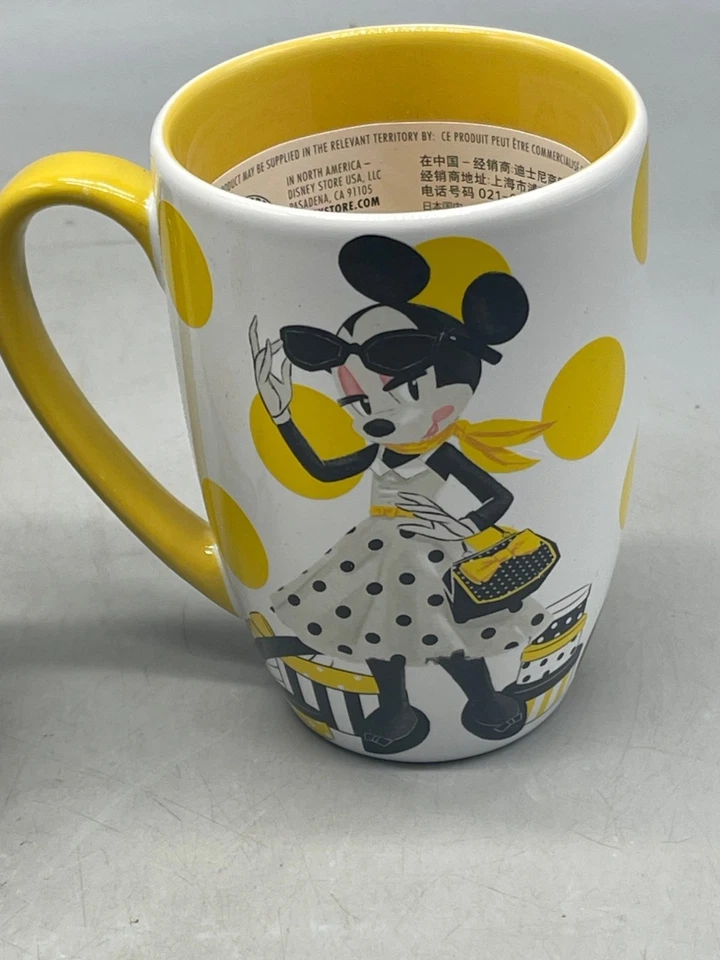 Набор из 2 кружек Disney Store Minnie Mouse с подписью Diva желтые кофейные чашки ЧИТАЙТЕ НОВЫЕ - Изображение 3 из 4