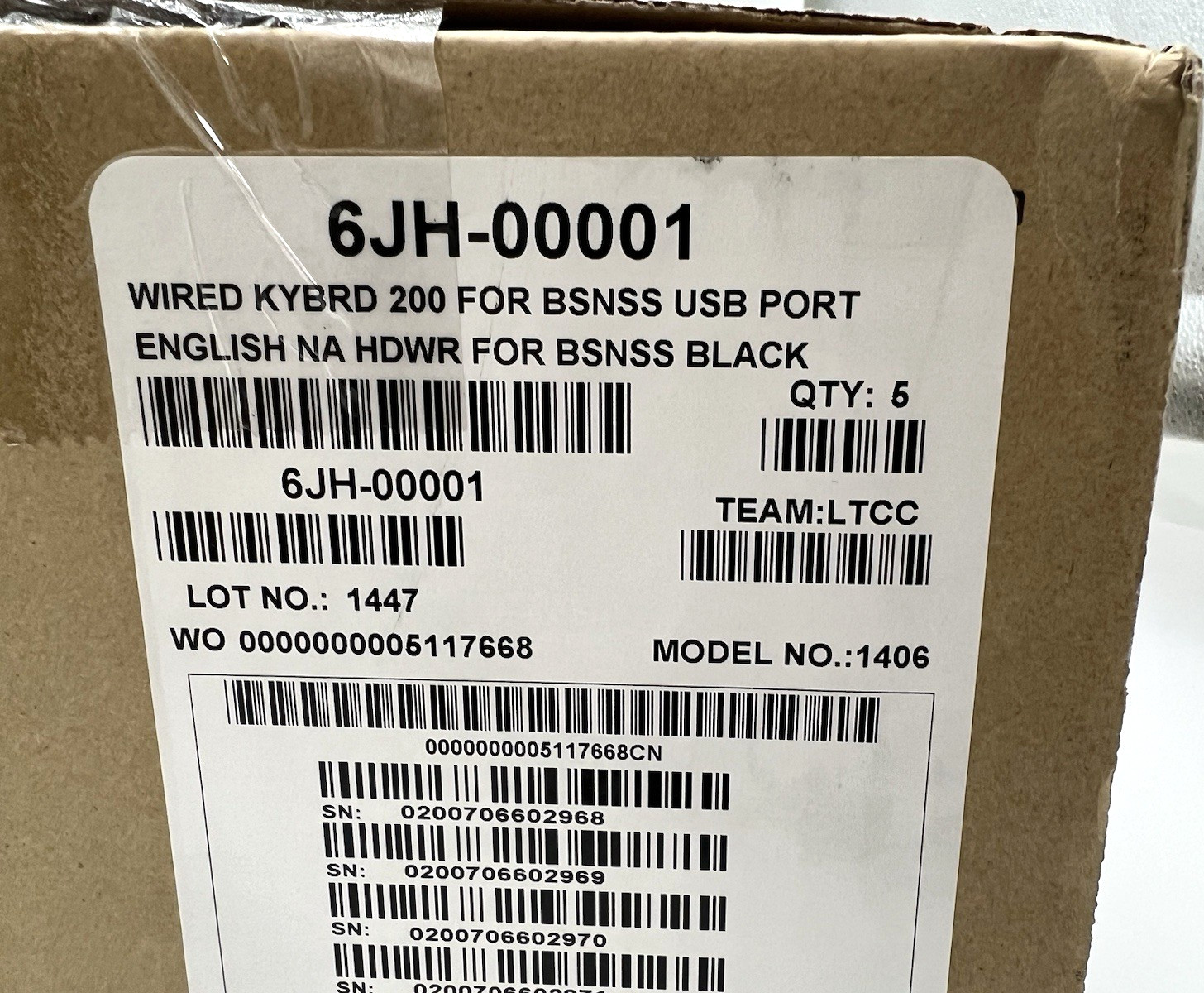 Lot of (5) Microsoft Wired 200 Keyboard USB &ndash; Model 1406 &ndash; New in the Box