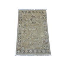 2'x3' Brown Afghan Angora Oushak Hand Knotted Wool Mat Sample Oriental Rug 21752