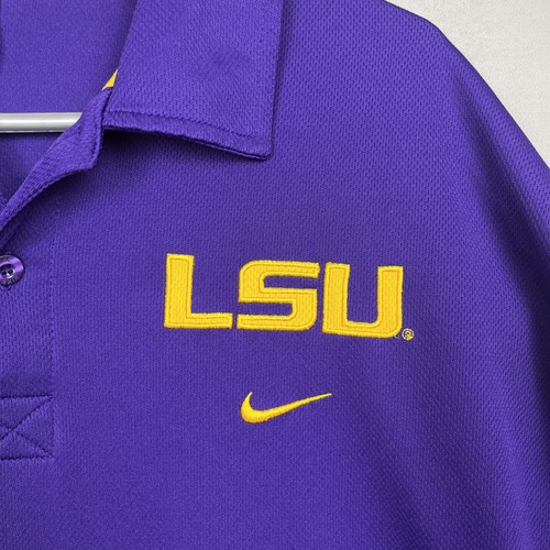 Vtg Nike Team LSU Tigers Football Polo Shirt Men’s XL Purple Gold 90s Embroidery - Picture 2 of 8