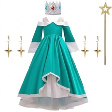 Princess Rosalina Costume for Girls   One-Shoulder Fancy Dress Gown with Accesso