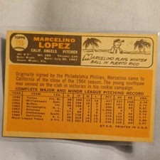 Topps 1966 Topps Marcelino Lopez #155 Rookie California Angels MLB Baseball Card. rookie card picture