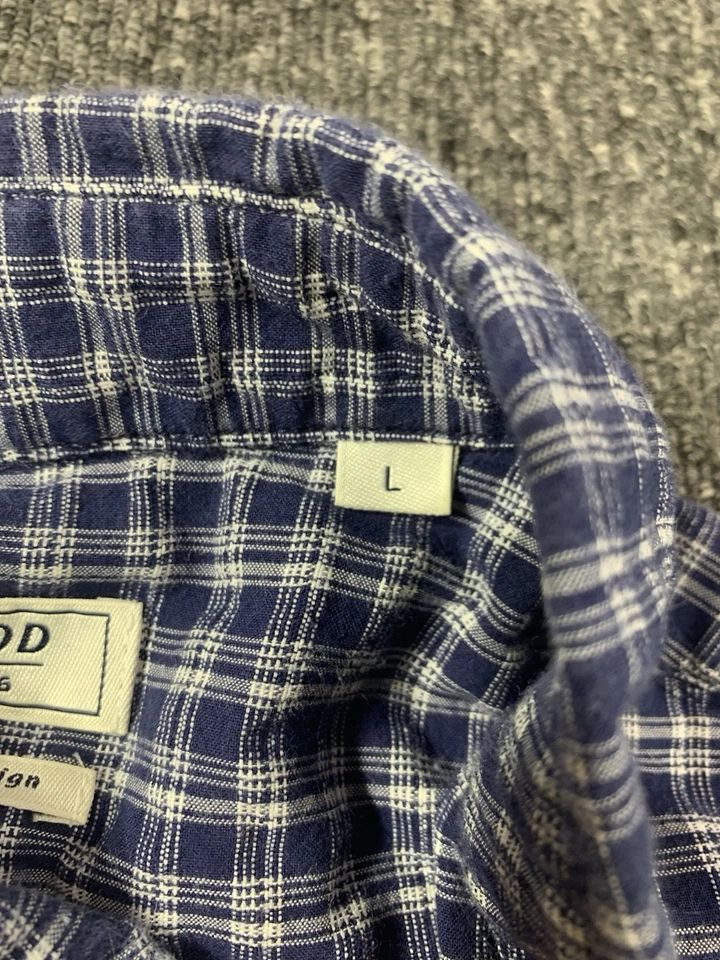 ELWOOD Shirt Mens LARGE Blue Plaid Long Sleeve Button Up cotton collared Size L - Image 3 of 4