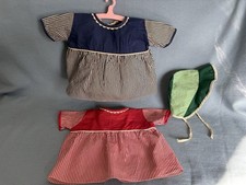 Vintage 50 s Baby Doll Dresses And Bonnet Colorful Cotton Stripes Freshly Washed