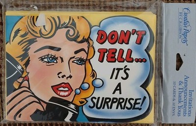Vintage Creative Papers C R Gibson Surprise Party Invitations NOS 