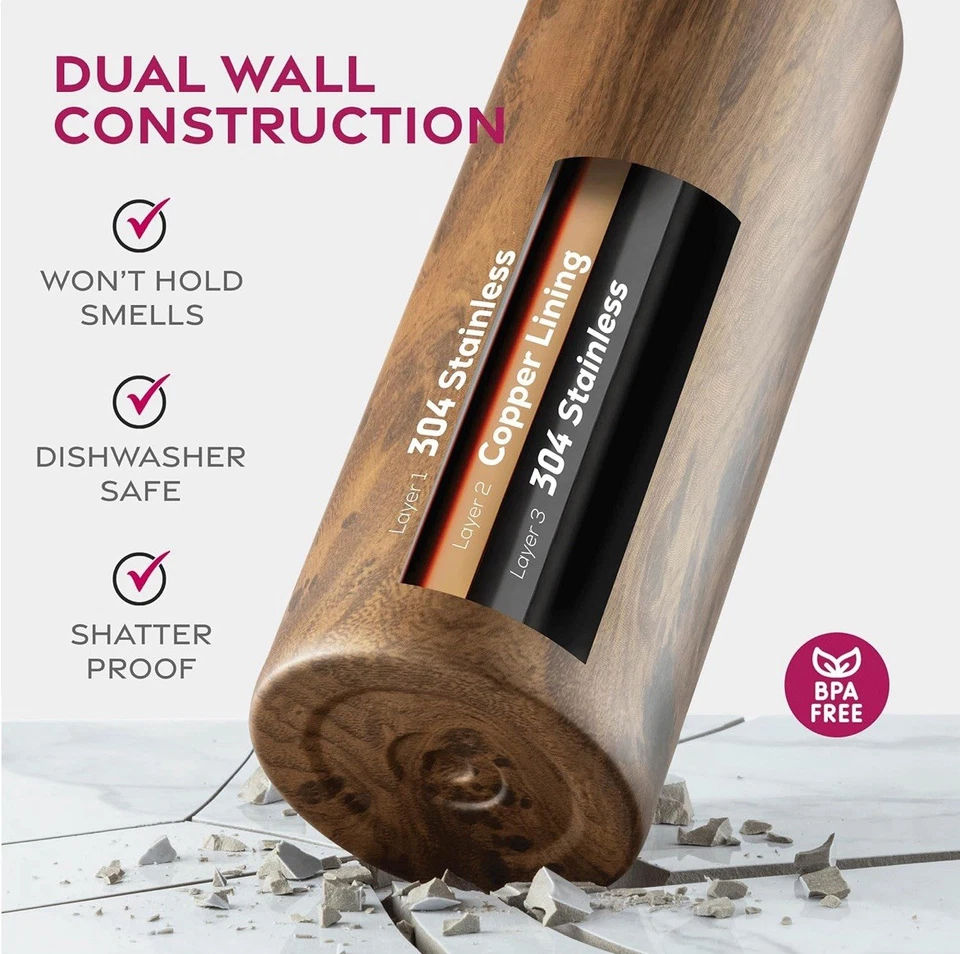 Triple Insulated Stainless Steel Water Bottle with Straw Flip Top Lid 750ml - Image 4 of 4