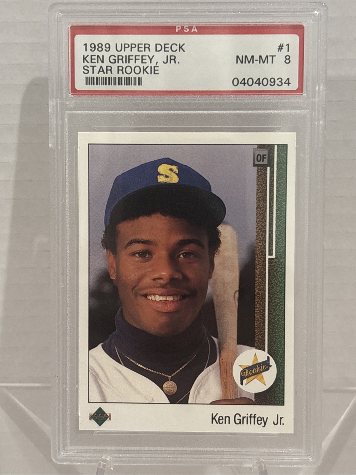 Upper Deck 1989 Ken Griffey Jr. Star Rookie RC Seattle Mariners #1 PSA 8