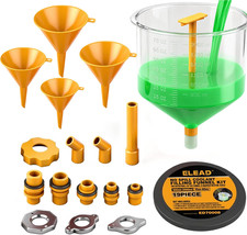 No-Spill Coolant Funnel Kit - 19-Piece Radiator Funnel Burping Kit, Coolant Blee