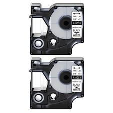 2x Heat Shrink Tube Label IND Tape Black on White 18053 For Dymo Rhino 3000 3/8"