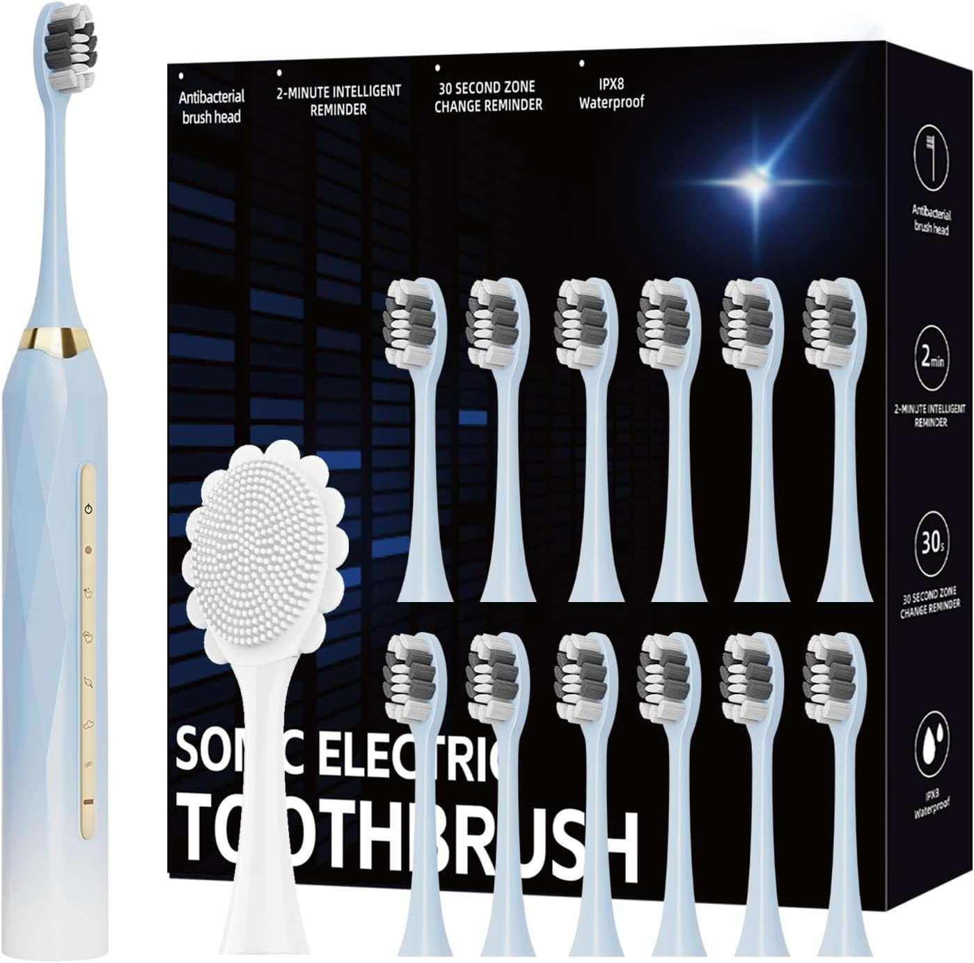 Sonic Electric Toothbrush Set 12 Brush Heads 4 Years Use and