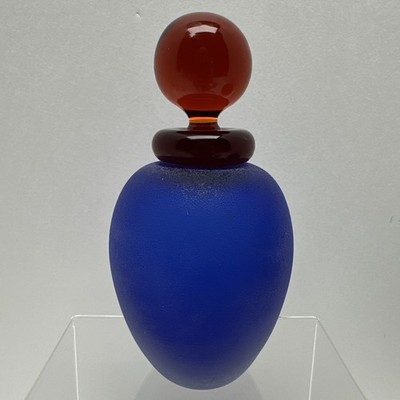 Murano Franco Moretti Perfume Bottle Signed Sanded 1980s 6  Tall W/stopper