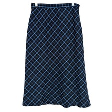 Sag Harbor Petite Women's Vintage 90's Black Blue Plaid Preppy Midi Skirt Sz 10