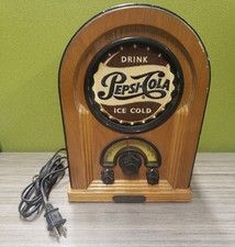 Radio bois AM/FM vintage 1996 édition limitée SOHO Pepsi Cola logo brodé