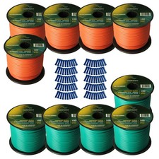 Harmony Car Primary 14 Gauge Power - Ground Wire 1000 Feet 10 Rolls Green Orange