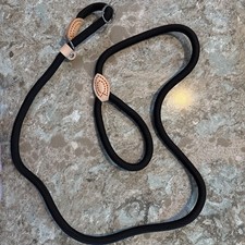 5' Nylon Leather Slip Lead Dog Leash Black Dog Training Walking Exercise