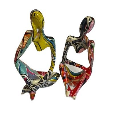 Abstract Thinker Statues Resin Craft Sculpture for Cafe Living Room Shelf