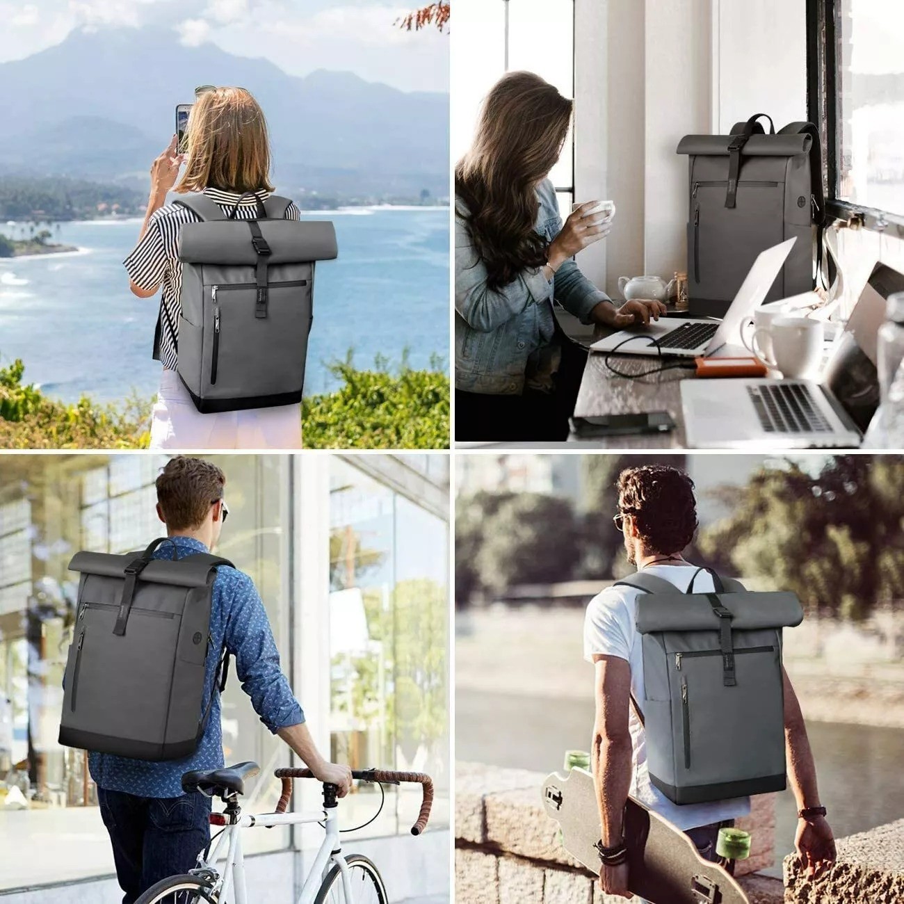 Sac à dos rolltop ordinateur vélo école daypack urbain modulable 25L 30L - 3