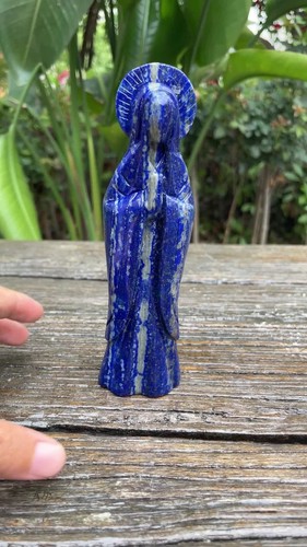 0.7LB 6.1" Natural Lapis Lazuli Mary Statue Quartz Crystal Carving Reiki Gift C5 - Video 1 of 1