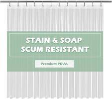 72x72 Clear PEVA Shower Curtain Liner Waterproof with Rustproof Grommets Magnets