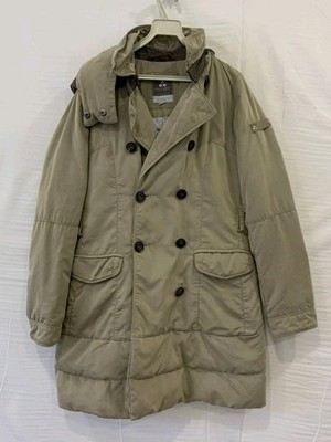 Peuterey Goose Down Hooded Coat Beige Women's  S EU 40 Double Breasted Parka#151