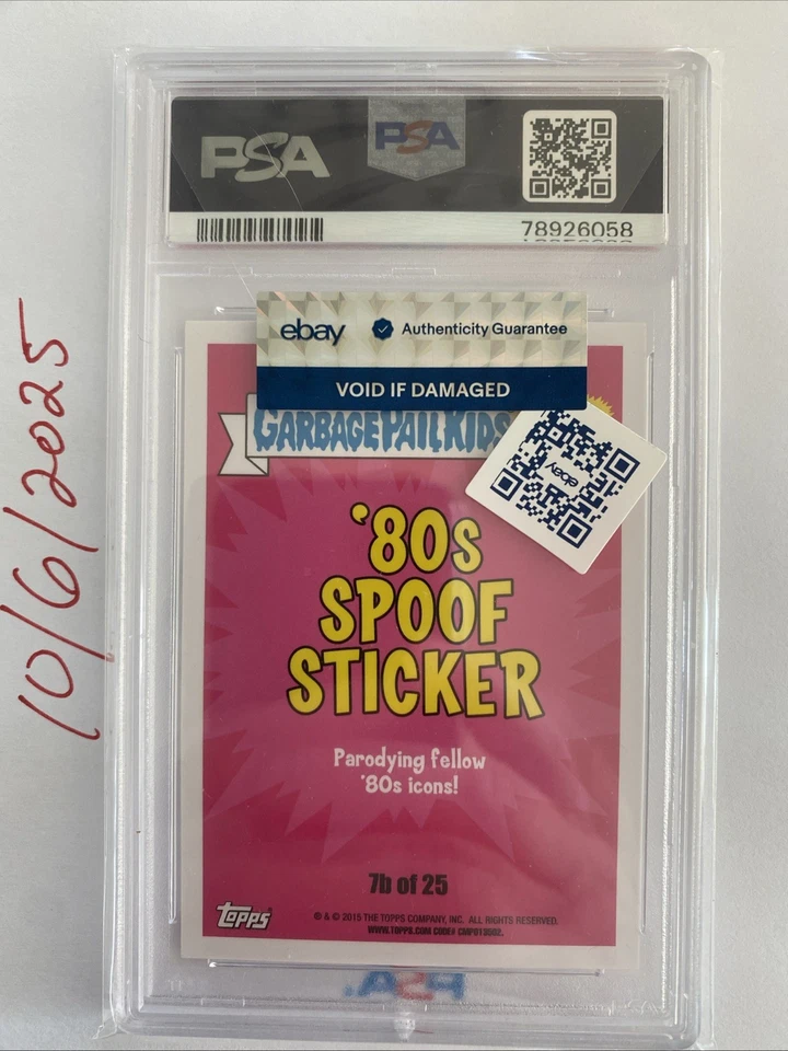 Tarjeta 2015 Topps Garbage Pail Kids 30 aniversario Jumpin' Jordan 7b PSA 10 GEMA Foto 2 de 2