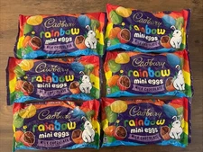 Lot Of 6 Cadbury Mini Eggs RAINBOW Milk Chocolate with a Crisp Sugar Shell 8 oz