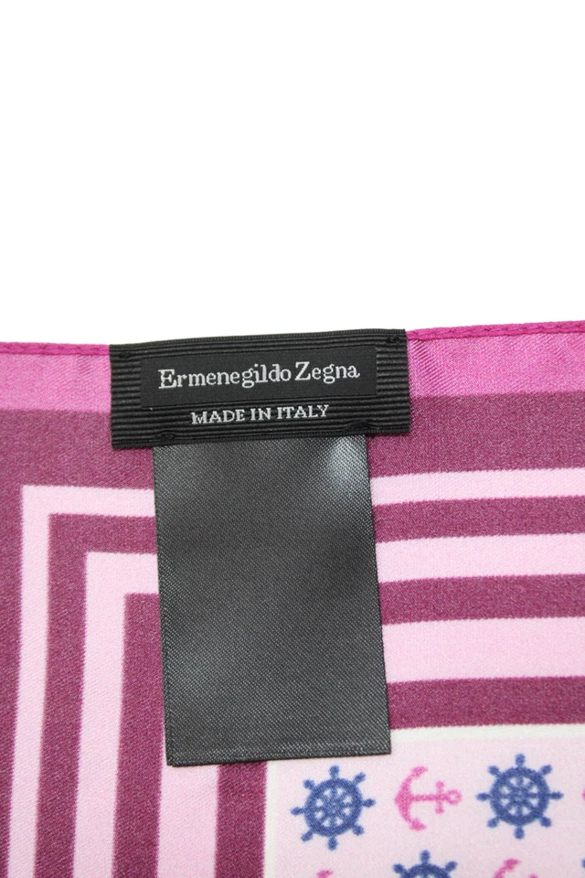 Ermenegildo Zegna Men's Striped Geometric Silk Multicolor Pocket Square - Image 3 of 4