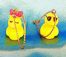 Set Of 5 - Rubber Ducks Duckies Resin Boy Girl - Mini Christmas Tree Ornaments