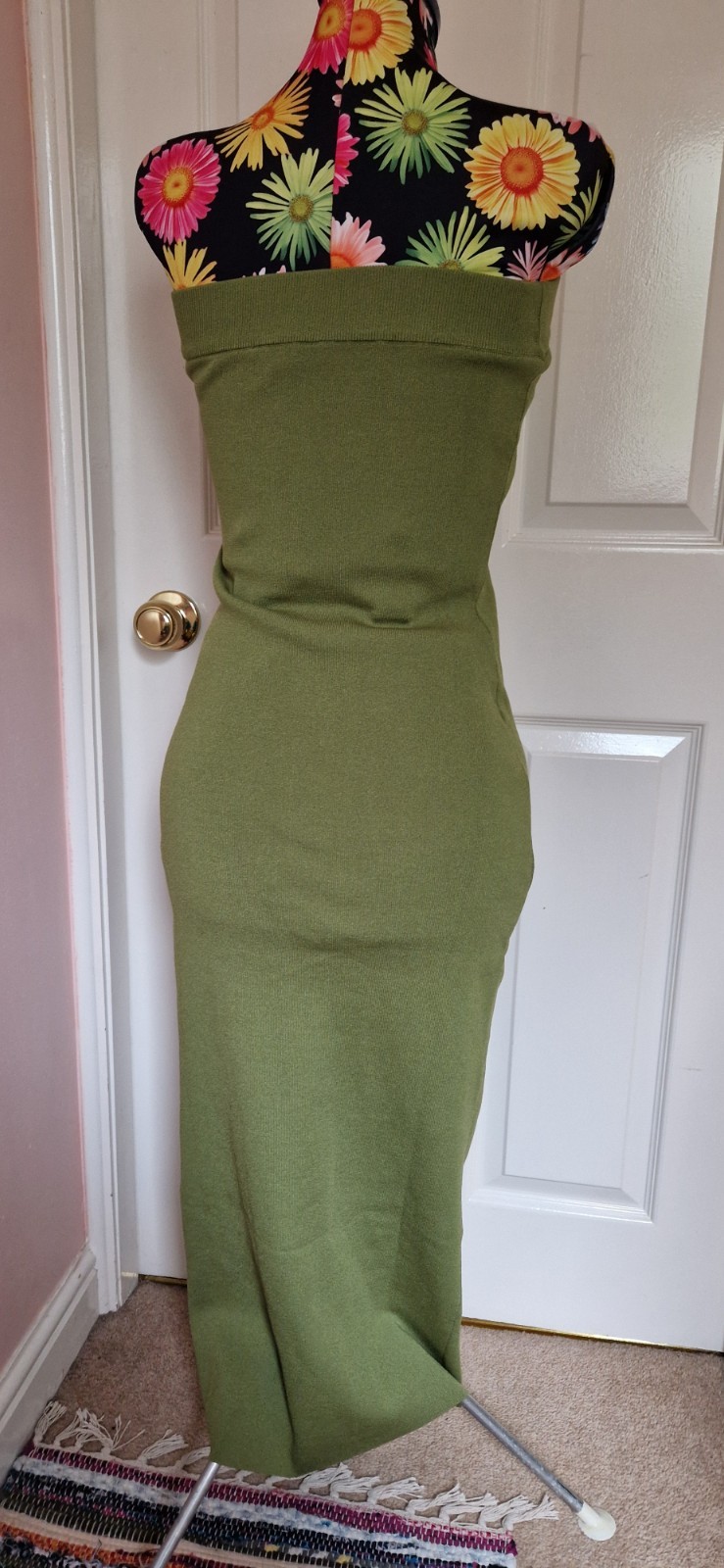 Midi maxi River Island summer green stretch dress size 8 boob tube body con image 3