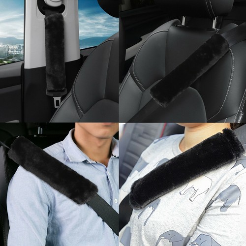 Set of 2 Sheepskin Seat Belt Covers for Car Auto Soft Shoulder Cushioning - Picture 7 of 9