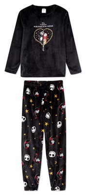 Nightmare Before Christmas Damen S Fleece Schlafanzug Damen schwarz Nachtwäsche Primark
