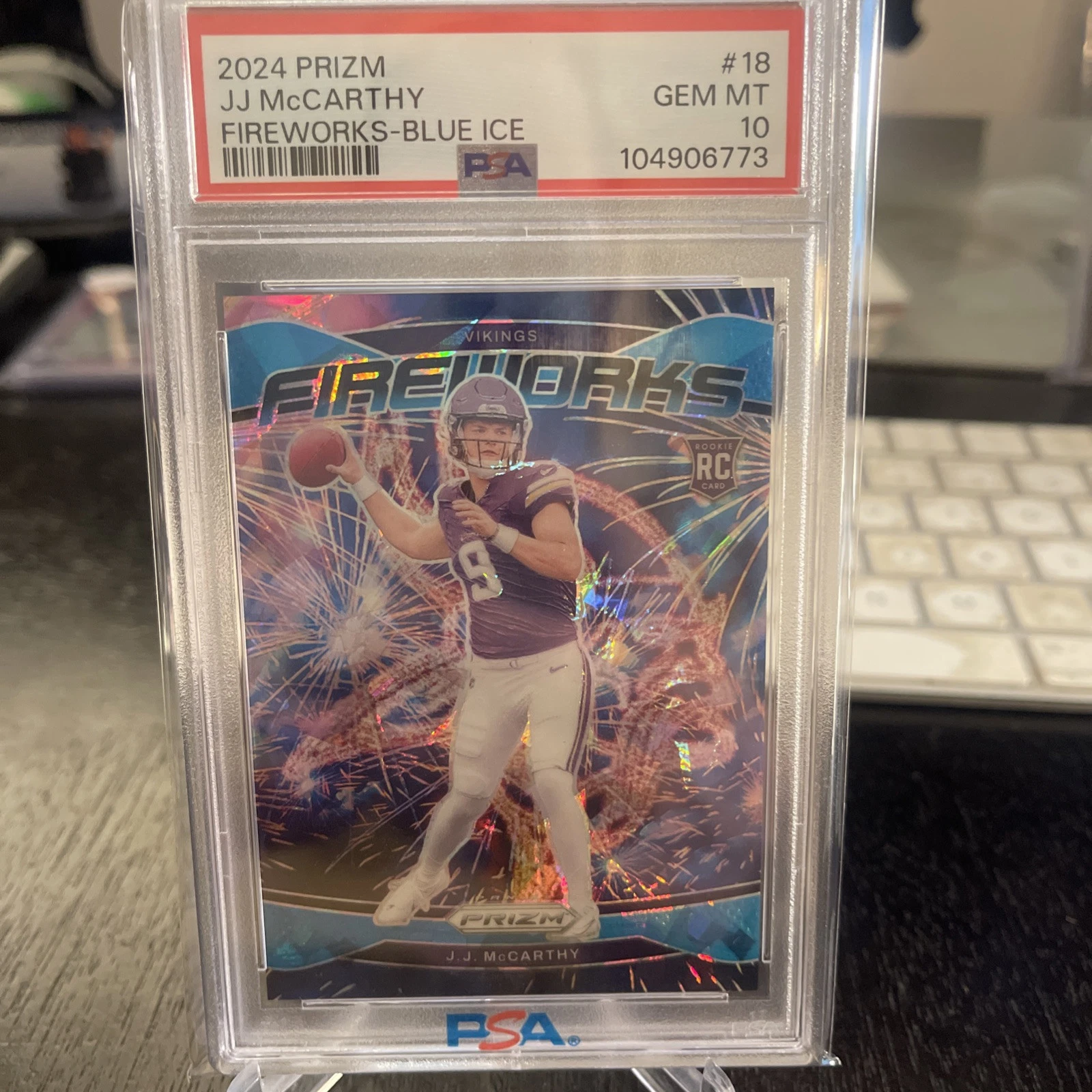 JJ McCarthy Panini Prizm Fireworks #18 Blue Ice