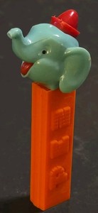 RARE PEZ Circus Big Top Elephant Red Pointy Hat No Feet Blue Teal Head Orange 