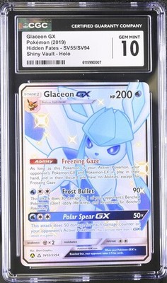 CGC 10 Glaceon GX SV/55/SV94 Hidden Fates Shiny Vault Pokemon 2019