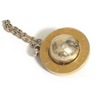 Vintage Celine Star ball Key Ring Chain Bag Charm Goldtone Metal Made Italy Auth