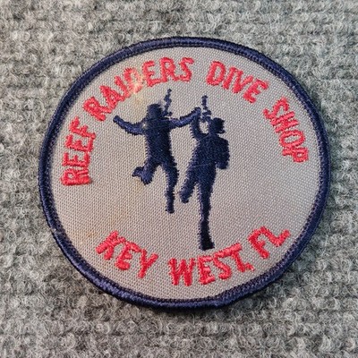 Vintage Reef Raiders Dive Shop Patch Key West FL 3'' Round Scuba Diver Embroidere