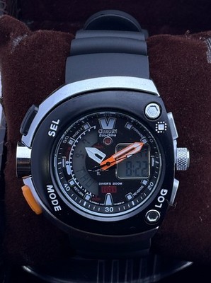 Refurbished Citizen Eco-Drive Diver's Quartz Black Dial Dual Display Men's Watch