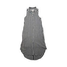 Holding Horses Sleeveless Shirt Dress Women’s 4 Gray White Stripe Button Front
