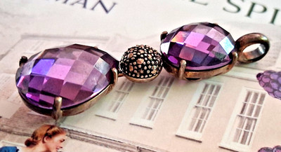 Thomas Sabo großer BOHO Anhänger lila  Amethyst Tropfen  Markasit  TS-OVP TOP