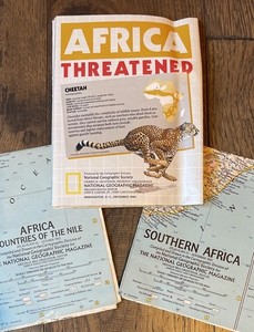 Vintage Maps of Africa, Lot of 3, Wall Map Decor, National Geographic Magazine