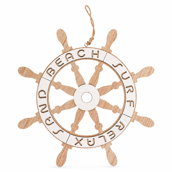 Maritime Wanddekoration Holz-Steuerrad Schiff, Mit Juteband Zum AufhäNgen-image