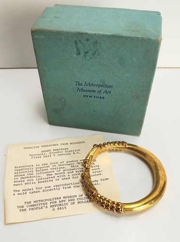 Vintage New York MET Art Museum goldfarben griechische Balkanregion Schlangen Armband Armreif - Bild 10 von 12