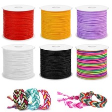 6 Rolls Nylon String for Bracelets, Gimp 6 rolls 1mm, 6 Colors