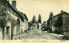 Old postcard 88 Lorraine Vosges approx. Neufchateau DOMREMY Rue de la Basilique. Ecrite 1917