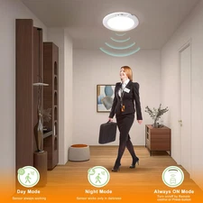 Rechargeable Motion Sensor Ceiling Light with 5 Colors and Remote, Battery Op...
