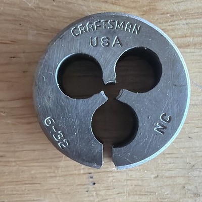 Craftsman 6-32 NC Thread Die Round Split 1'' Outside Diameter Made in USA